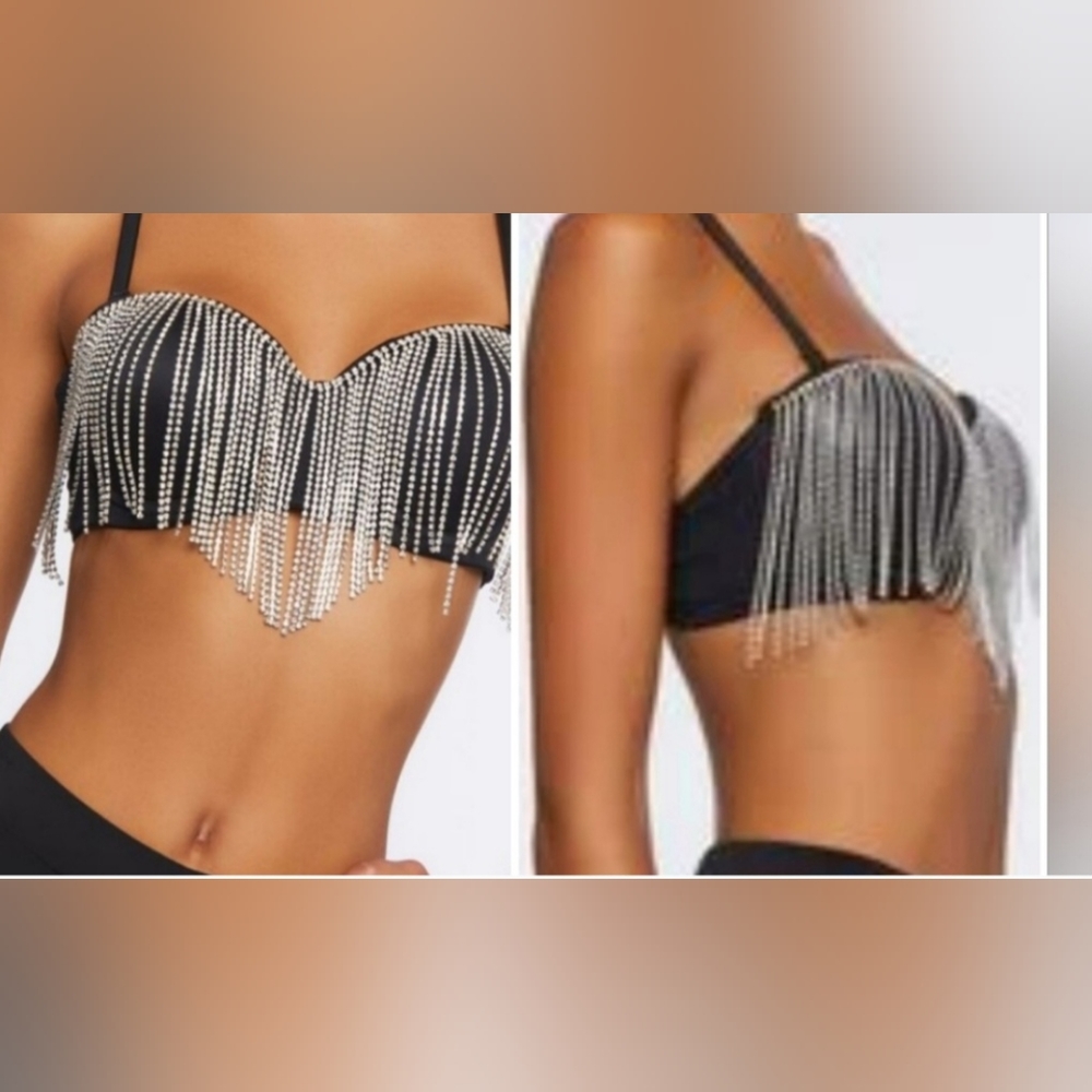 Let It Be Known Bra Top with Rhinestone Fringe